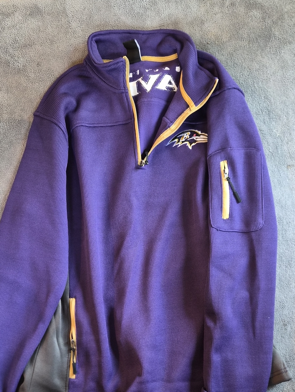 Baltimore Ravens Purple Zip-Up Sweater with Gold Trim